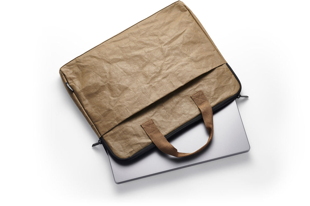 Vegan Paper Leather Laptop Case in Tan Colour