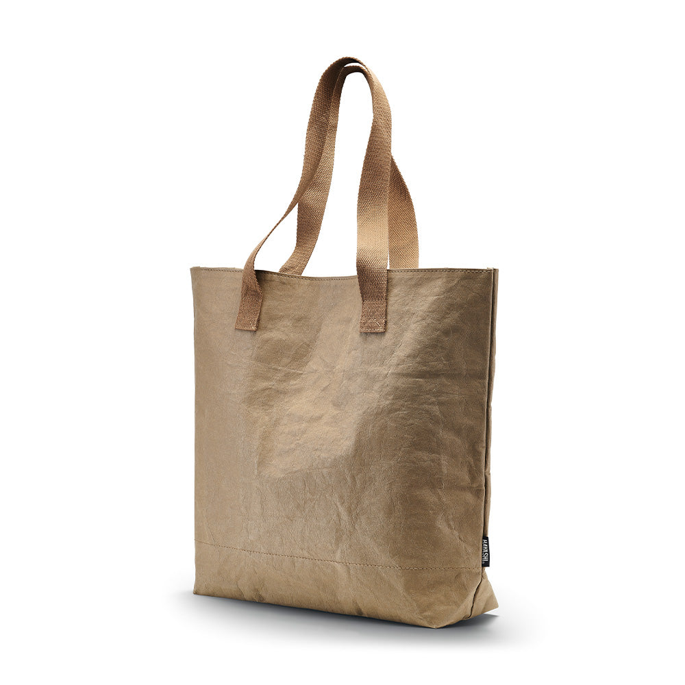 Vegan Paper Leather Large Tote Bag in Tan Colour