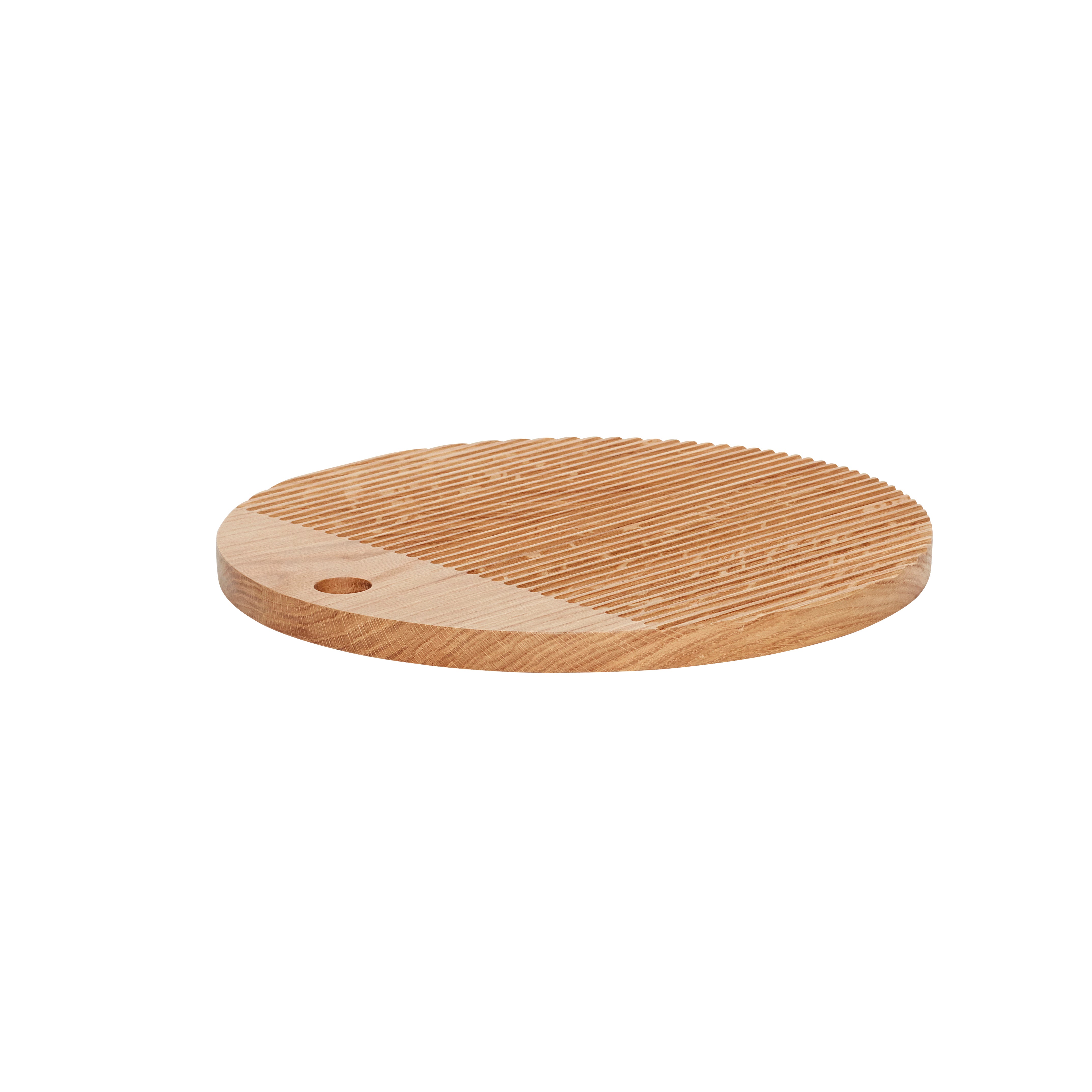 Round Oak Cutting Board with Lines Medium Size