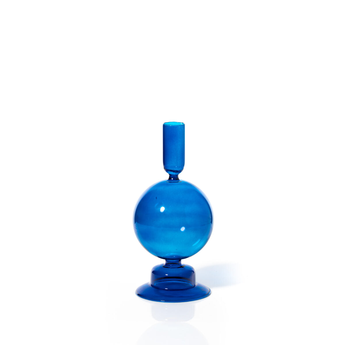 Taper Coloured Glass Candle holder - Egyptian Blue