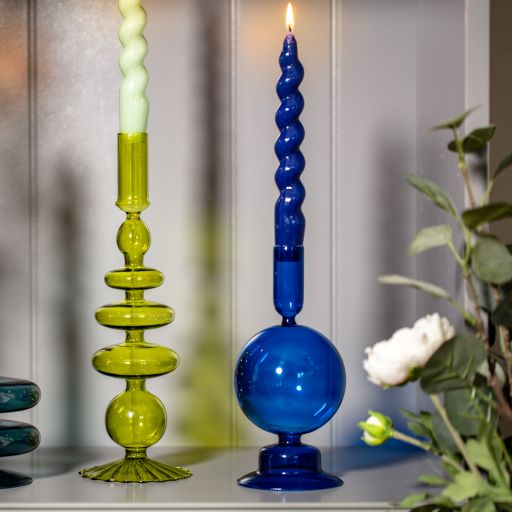 Taper Coloured Glass Candle holder - Pear Green