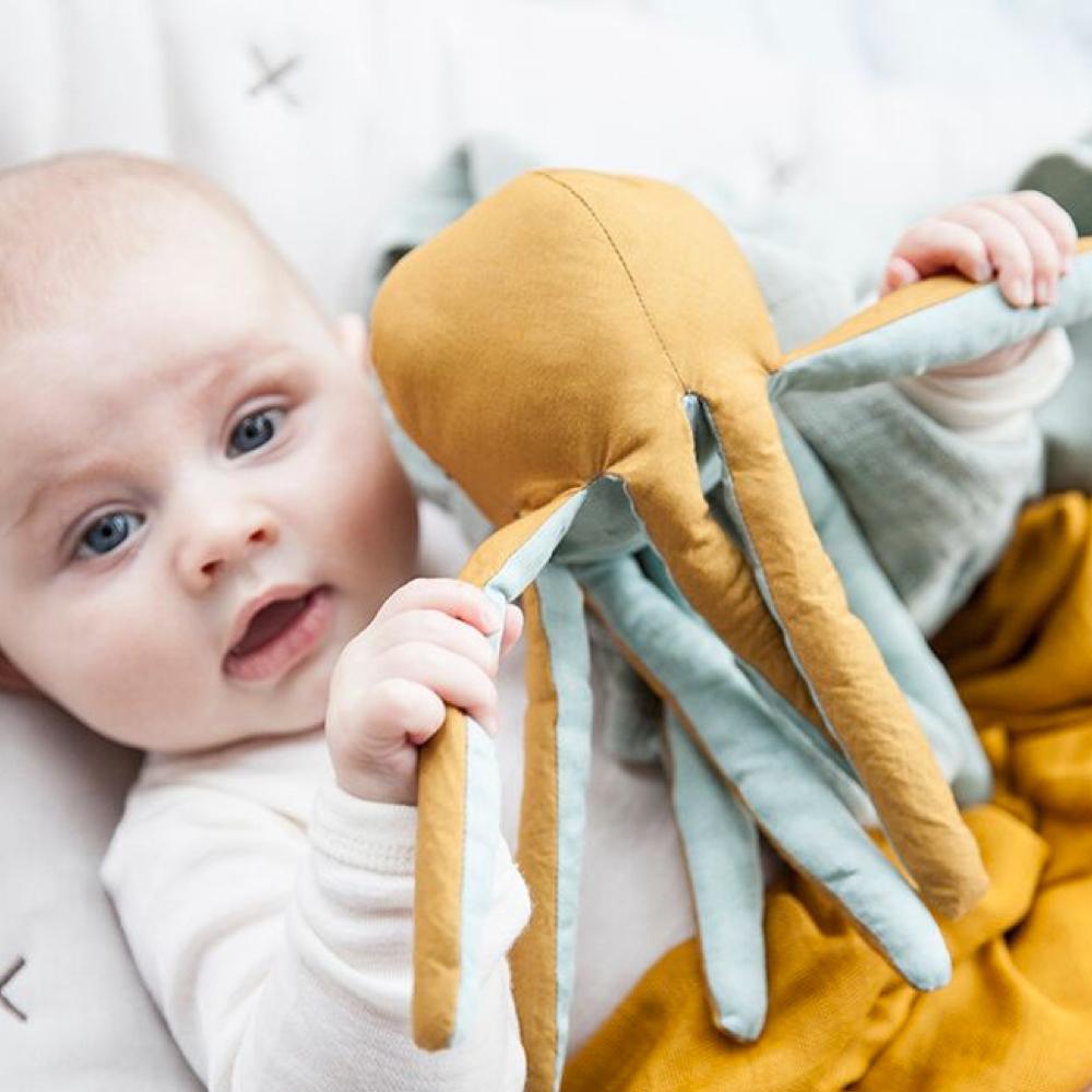 Baby Octopus Rattle in Ochre Colour