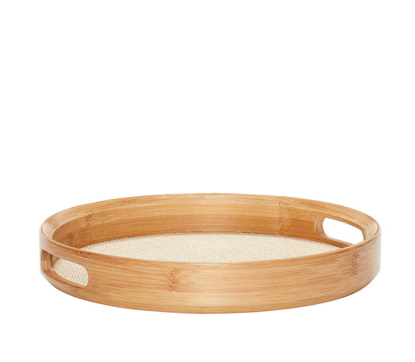 Bamboo Round Tray with Linen Bottom Large Size
