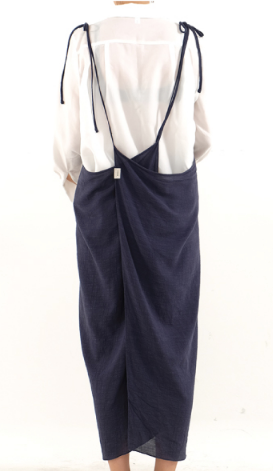 Soft Apron Dress in Dark Navy