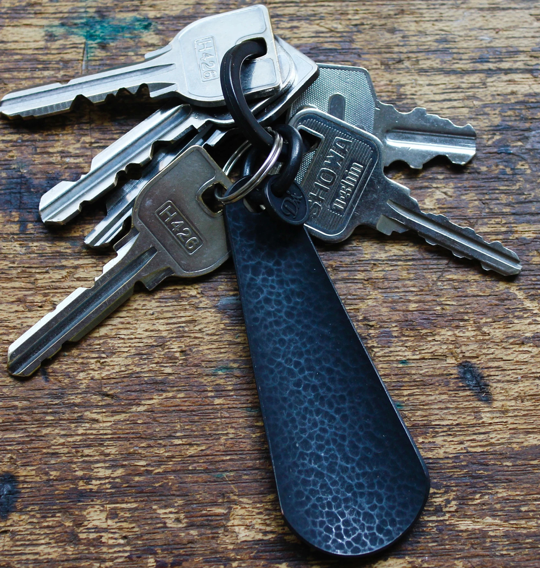 Brass Shoehorn Key Ring - Black