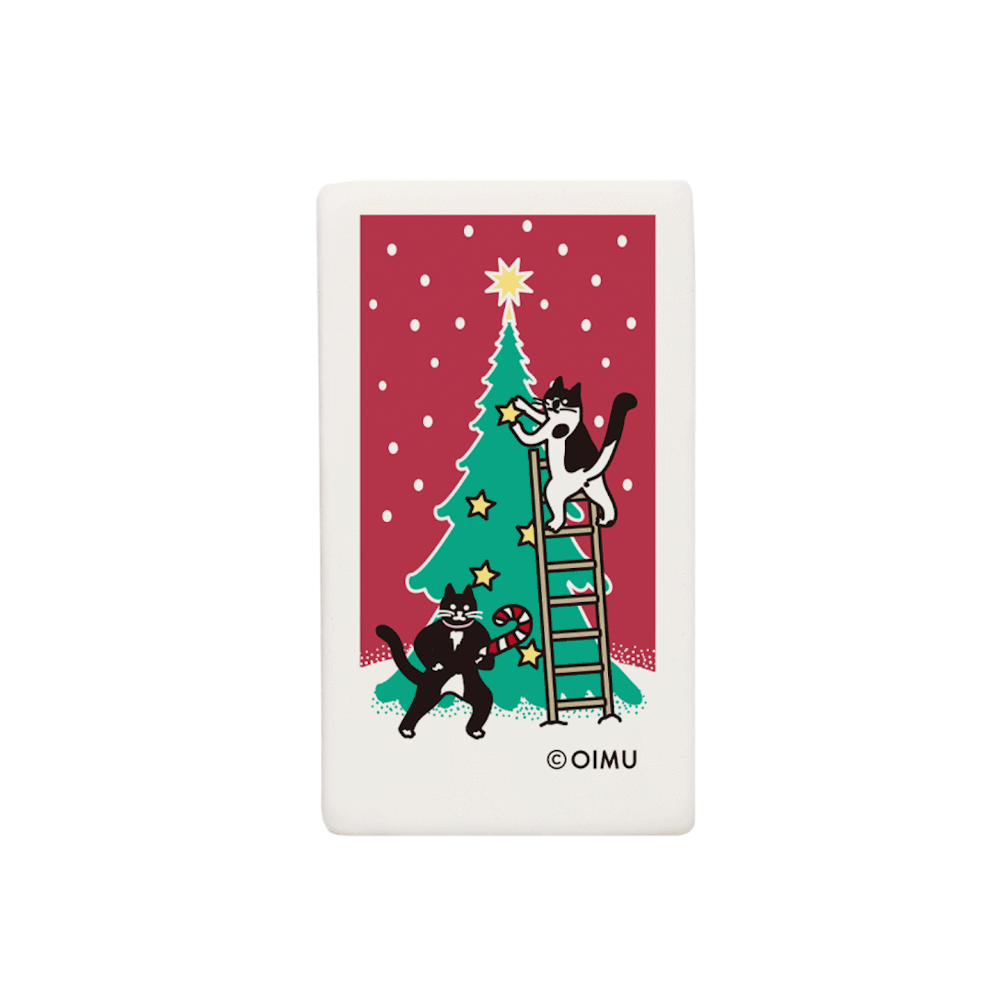 Square Eraser with Christmas Tree Print