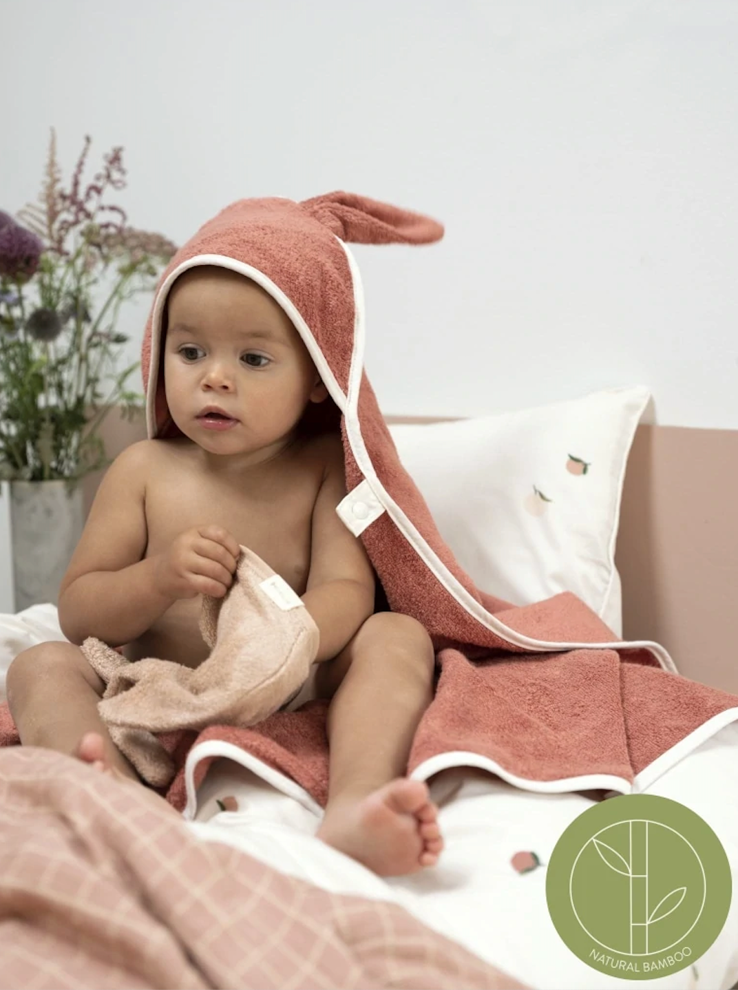 Bunny Hooded Baby Towel in Clay (0-3 years)