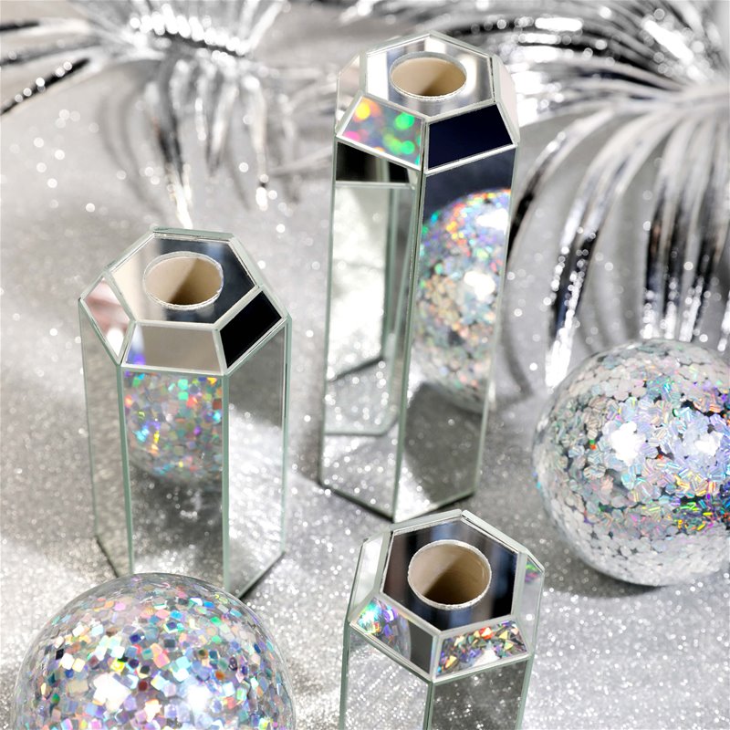 Set of 4 Hanging Christmas Holographic Ornaments