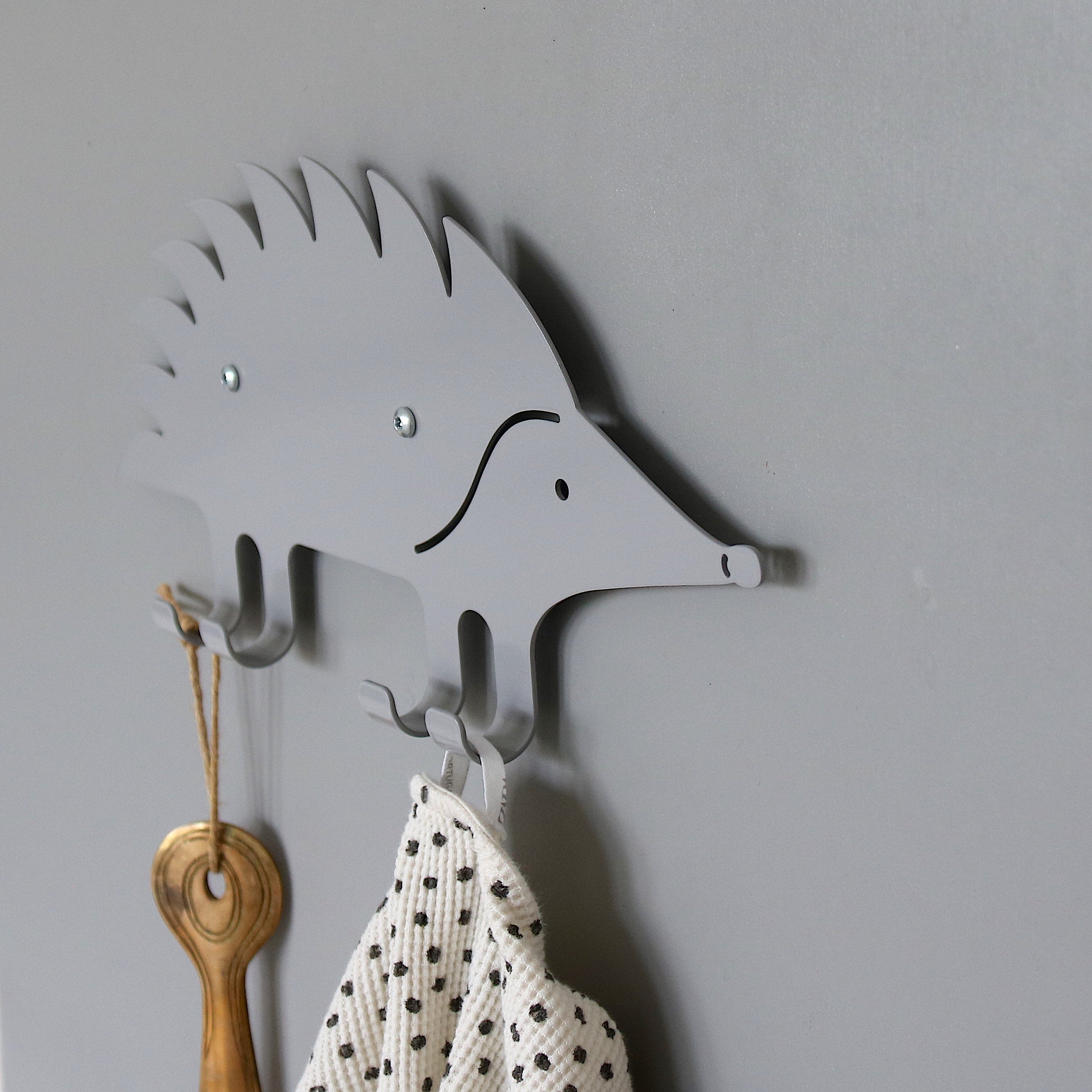 Wall Hook Hedgehog Grey