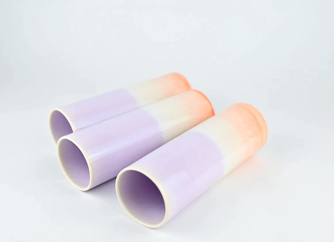 SGW Lab Large Cylinder Vase in Lavender/Yellow