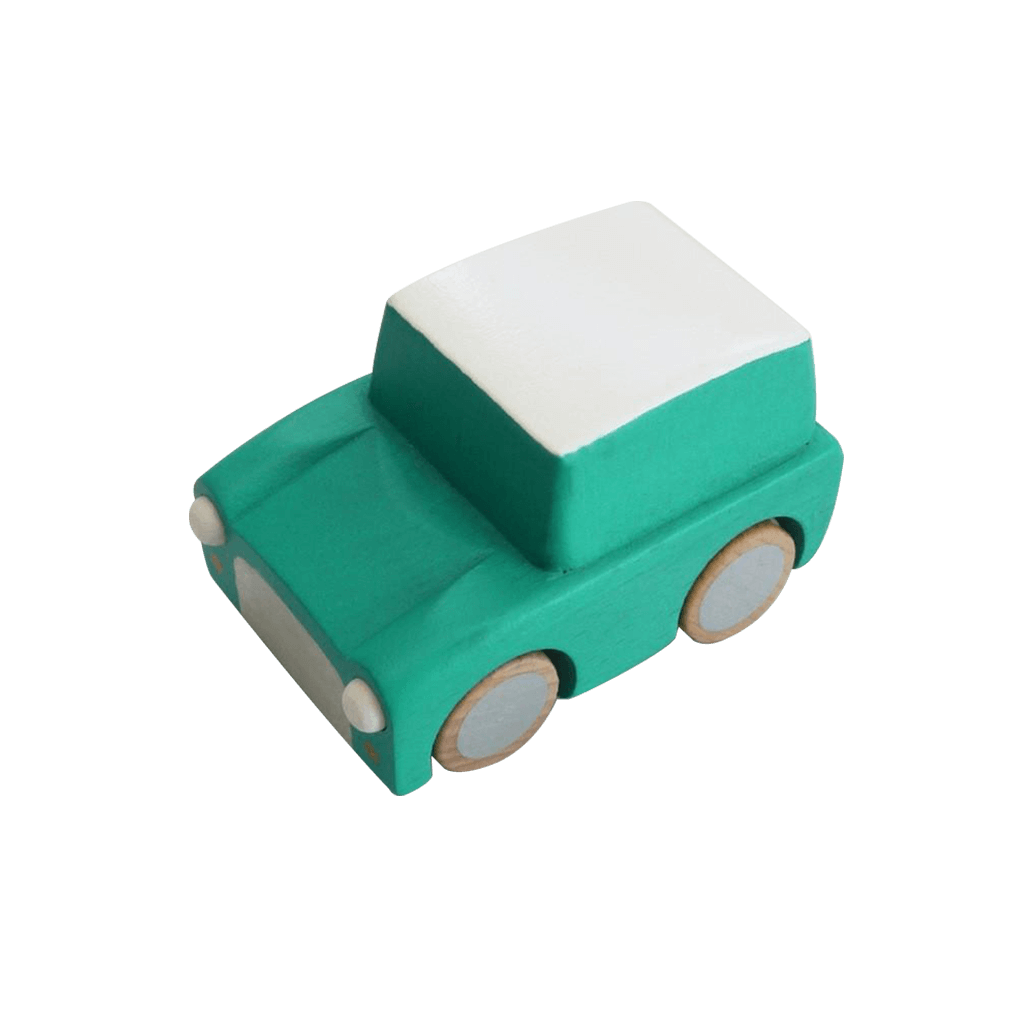 Classic Wooden Wind Up Car in Green