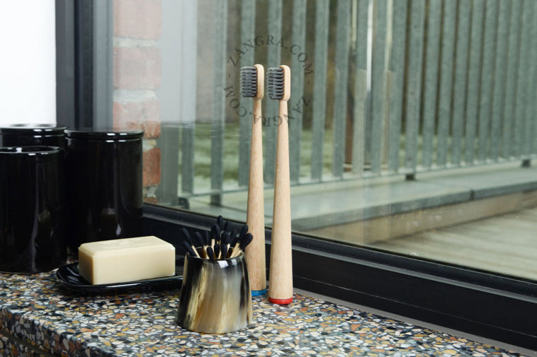 Self Standing Bamboo Toothbrush in White Handle