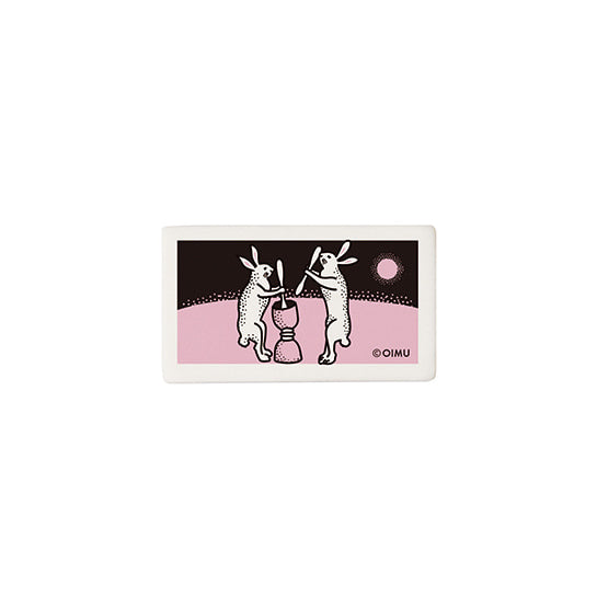 Square Eraser with Rabbits on the Moon Print