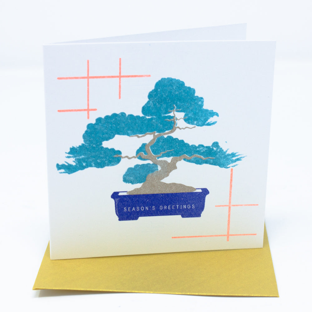 Christmas Card set of 4 - Bonsai Tree