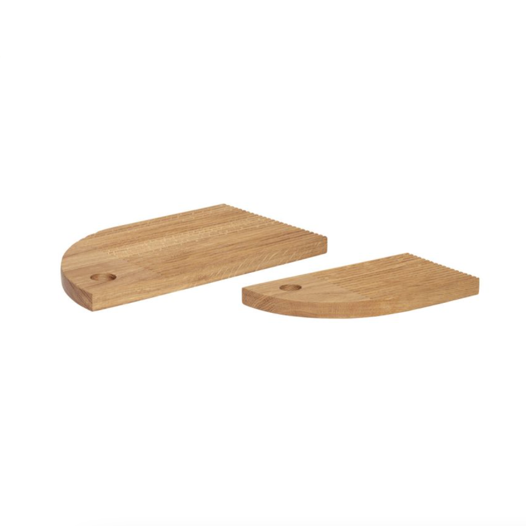 Lined Quarter Oval Shape Oak Cutting Board Medium Size