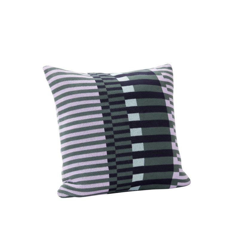 Kintted Square Cushion in Purple, Green and Blue (50 x 50cm)