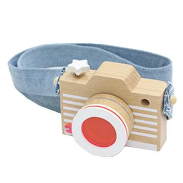 Wooden Camera Pink with a Kaleidoscope Lens & Denim Strap