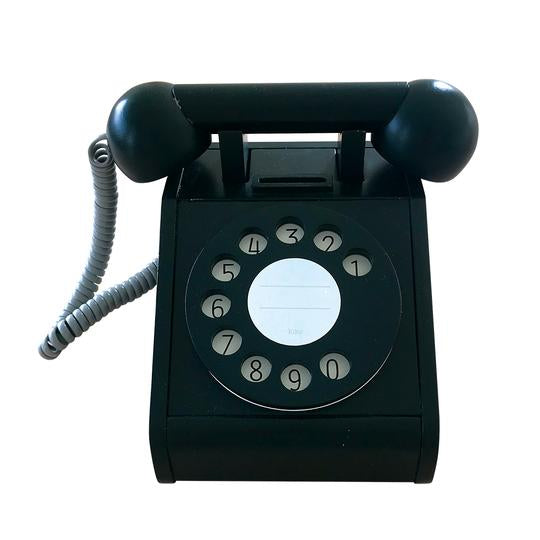 Wooden Retro Rotary Dial Telephone in Black