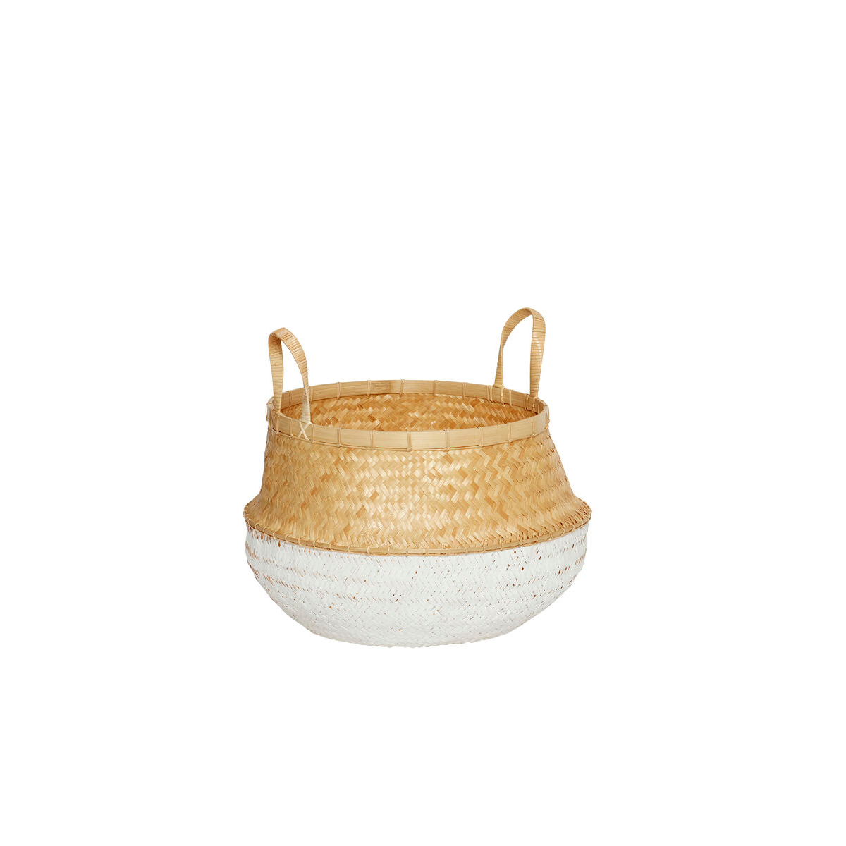 White/Natural Rattan Belly Basket in Large