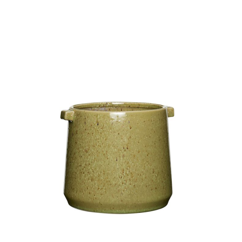 Olive Green Plant Pot with Handles in Large