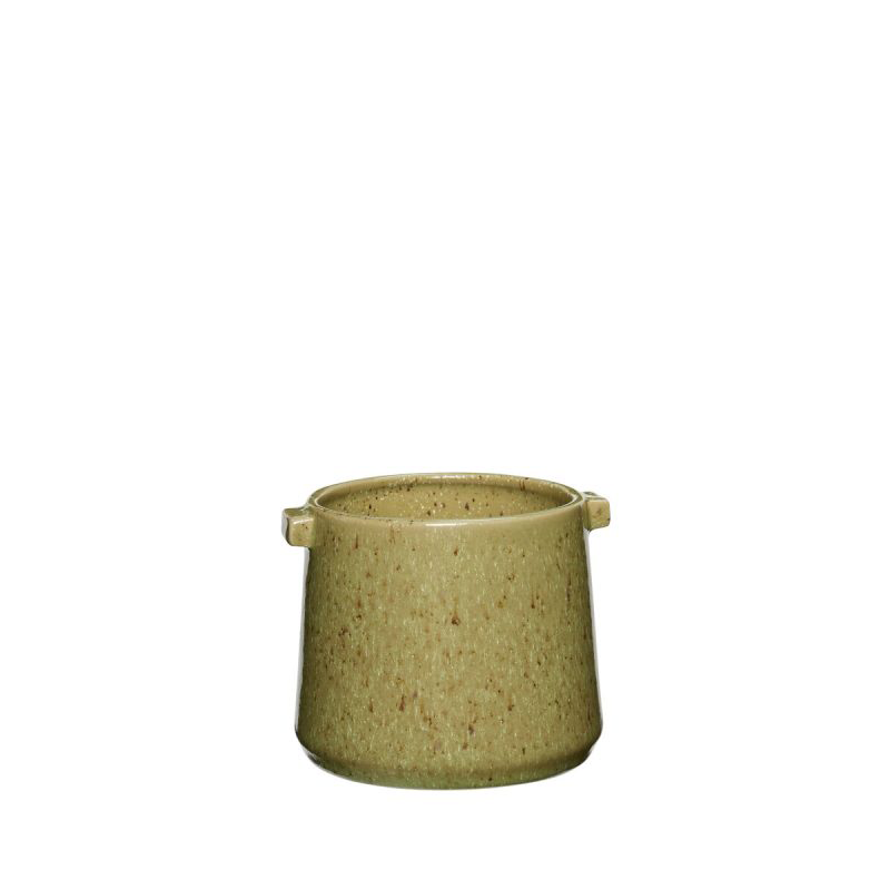 Olive Green Plant Pot with Handles in Medium