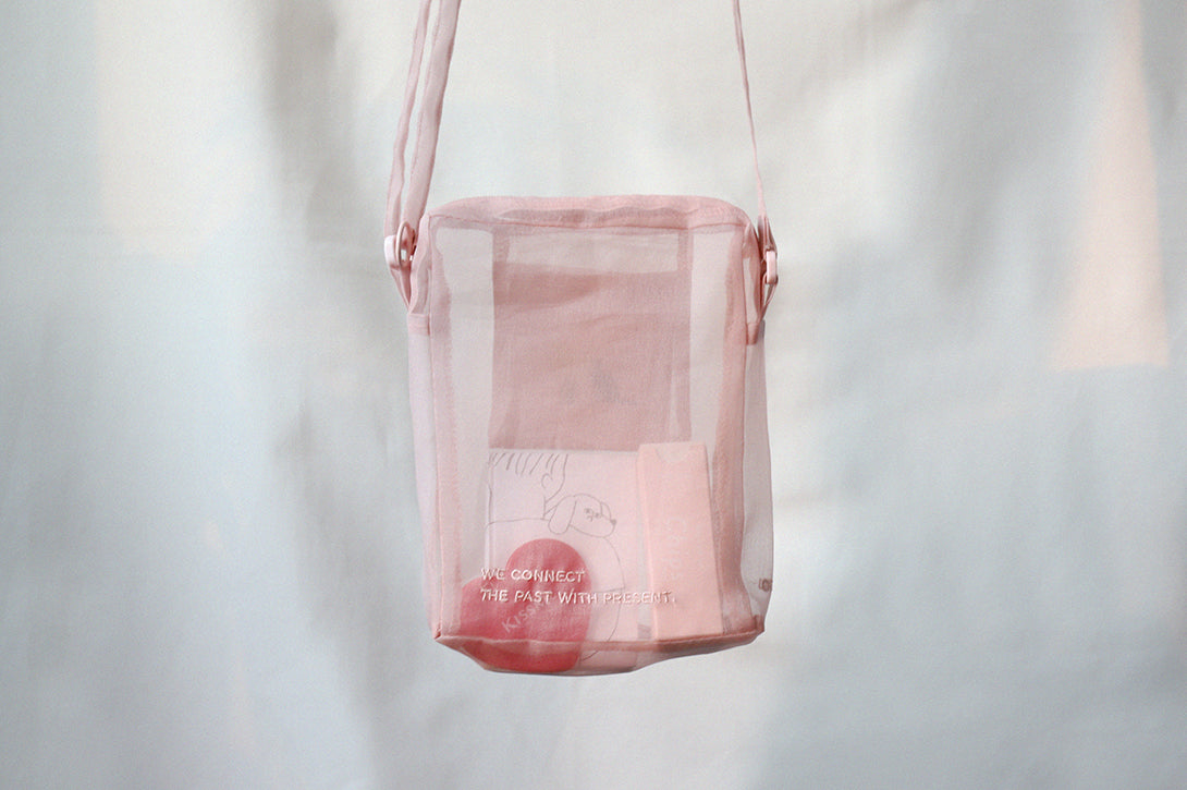 Sheer Silk(No-Bang) Mini Shoulder Bag in Pink