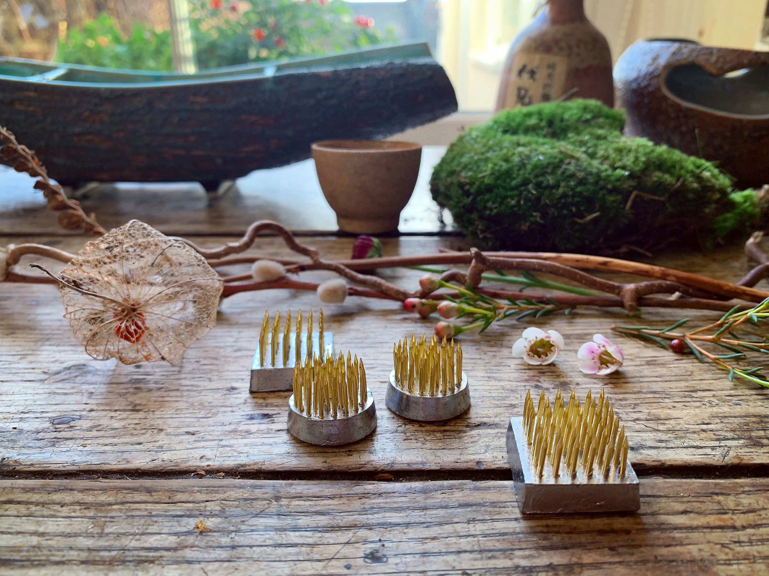 Kenzan Pins for Ikebana Flower Arrangements Mini Set of 4