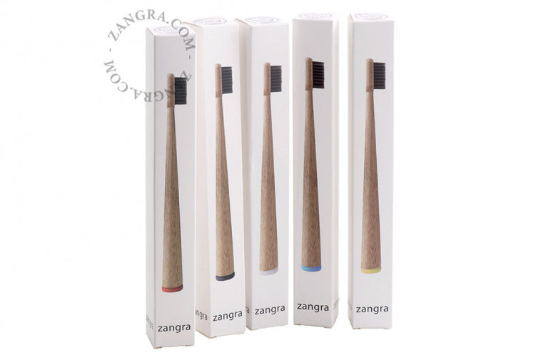 Self Standing Bamboo Toothbrush in Red Handle