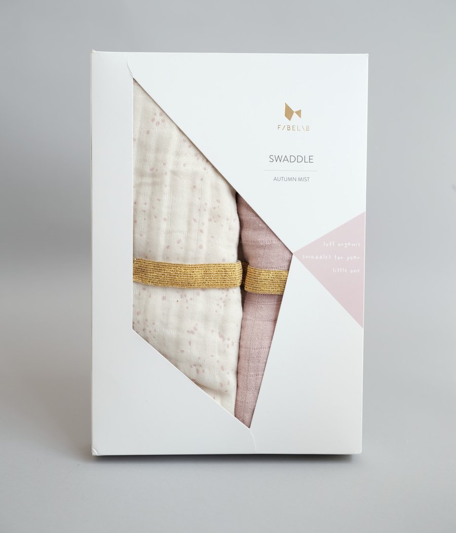 Organic Cotton Swaddle Gift Box Set - Autumn Mist