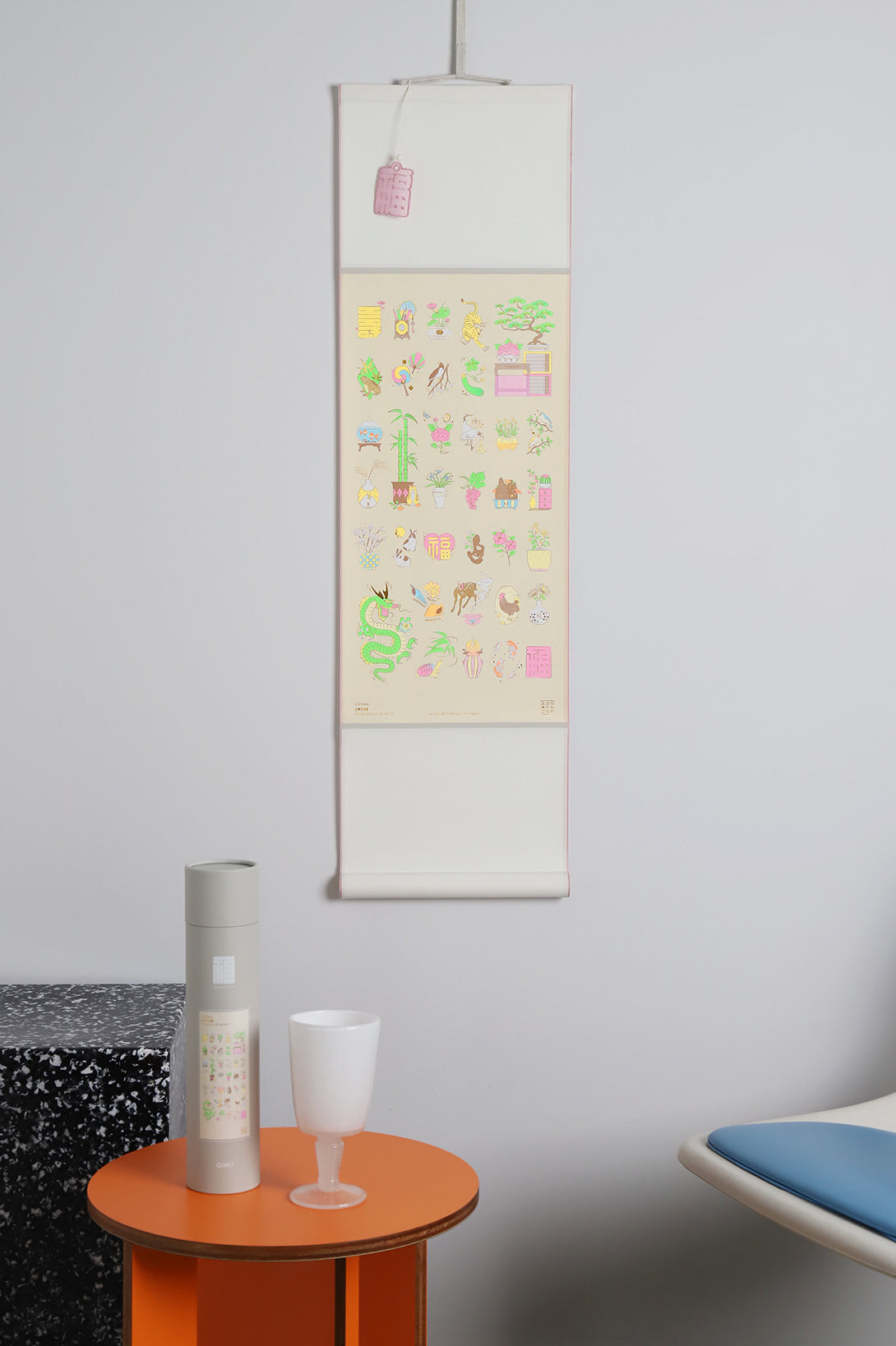 Hundreds of Objects Fortune Wall Scroll