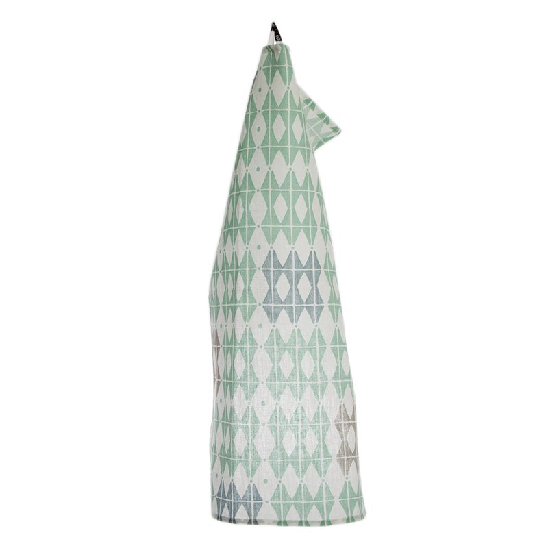Frosty Green Rhombus Pattern Tea Towel 100% Linen